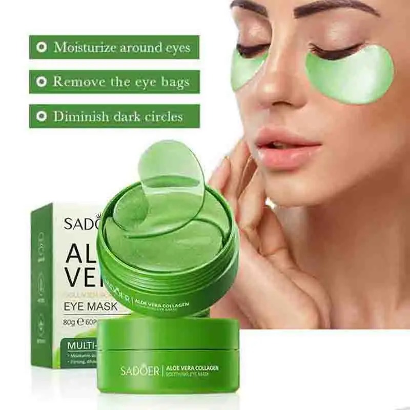 Sheet Mask Collagen - 60pcs Aloe Vera Collagen Eye Mask