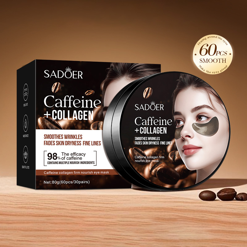Sheet Mask Collagen - 60pcs SADOER Caffeine Crystal Collagen Eye