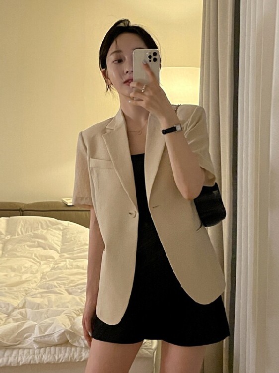 Korean Lifestyle & Kids Boutique Photos - Women's Short Sleeve Suit Jacket Korean