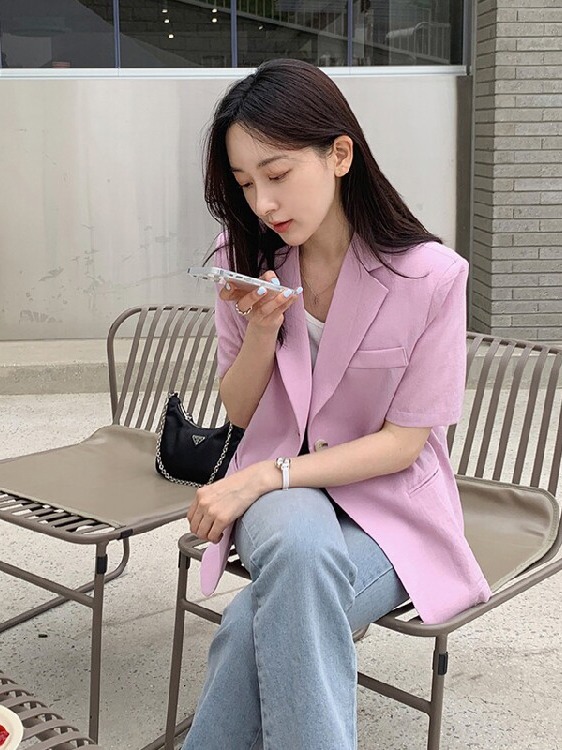 Women's Short Sleeve Suit Jack - Korean Lifestyle & Kids Boutique Photos 评论和价格