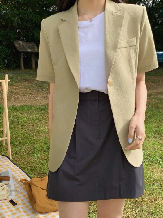 Women's Short Sleeve Suit Jack - Korean Lifestyle & Kids Boutique Photos 评论和价格