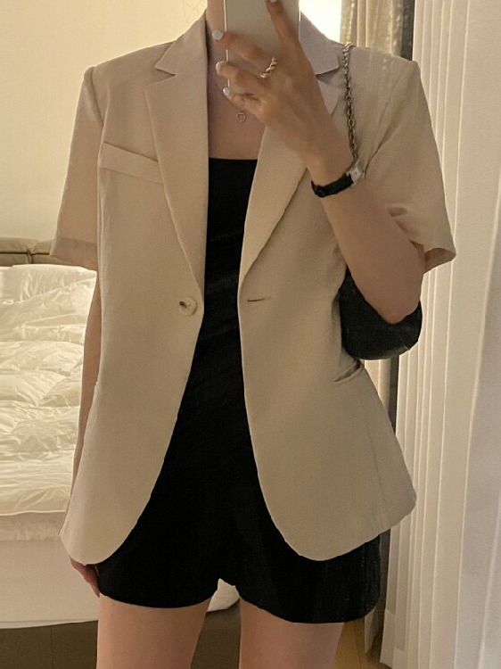 Women's Short Sleeve Suit Jack - Korean Lifestyle & Kids Boutique Photos 评论和价格