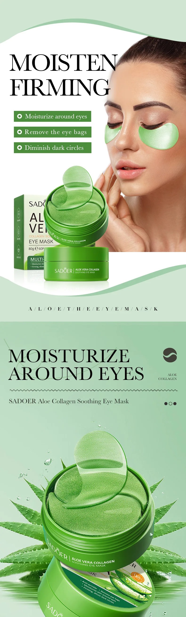60pcs Aloe Vera Collagen Eye M - Sheet Mask Collagen 评论和价格